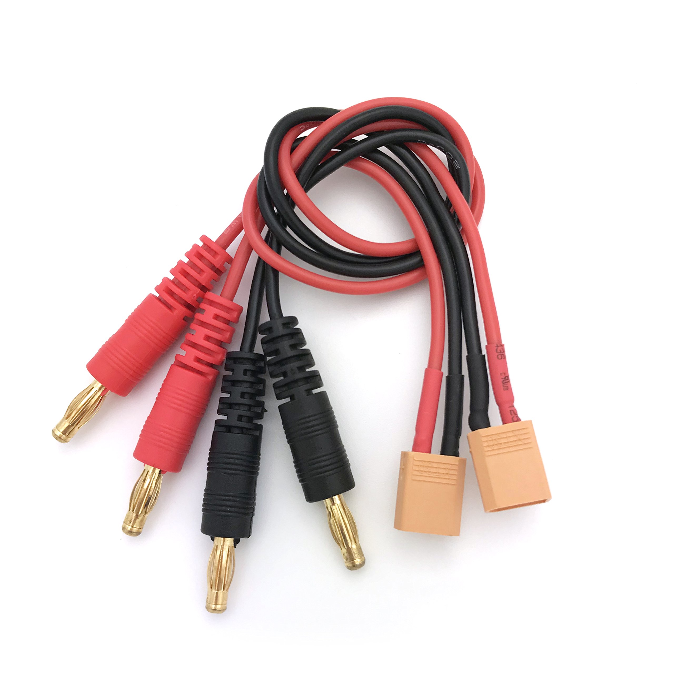 Pack De 2 Cables De Carga XT60 A Banana De 4 Mm - Cable De Silicona 14 AWG De 15 Cm Para Baterías LiPo De Drones Y RC