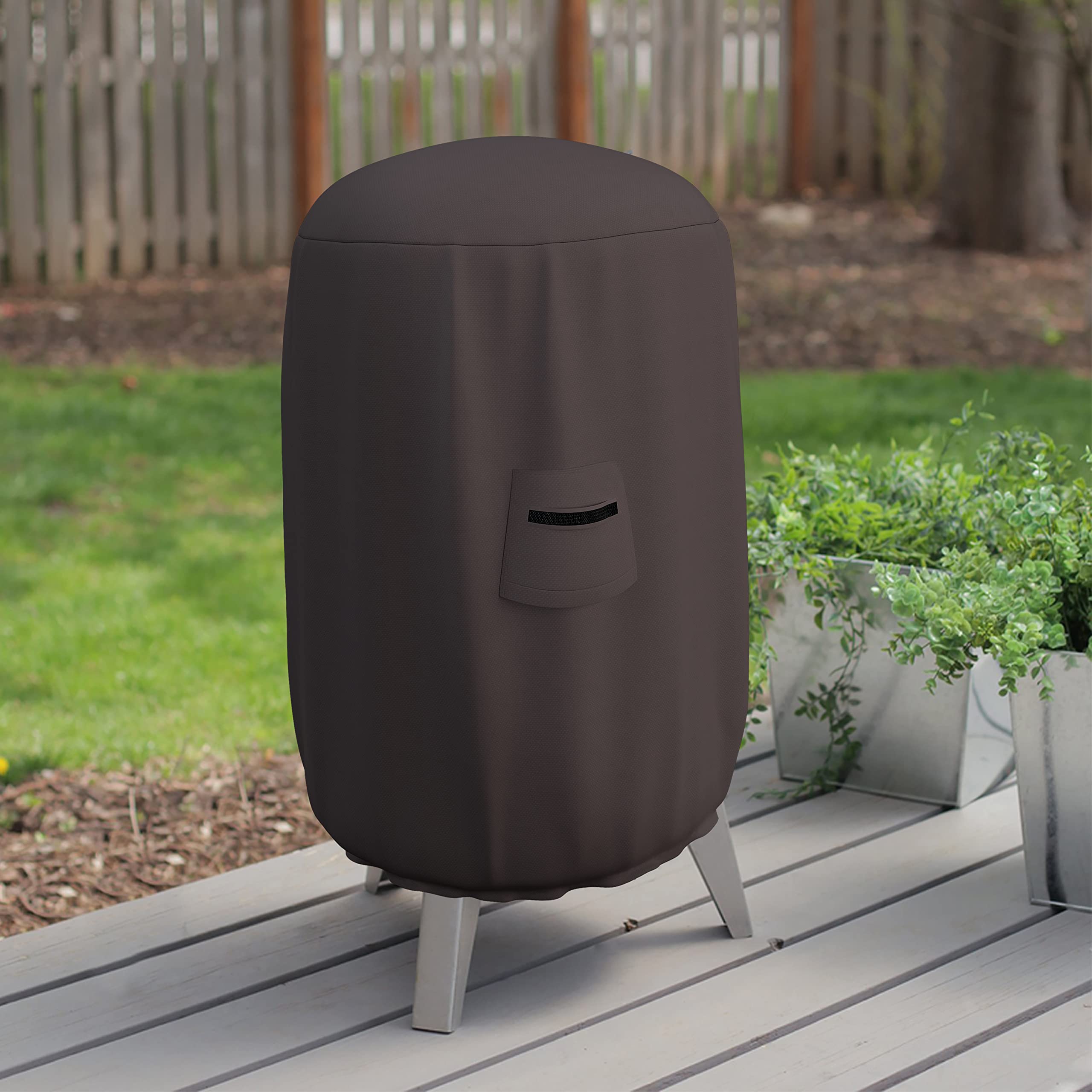 Covers & All Okrągły pokrowiec na wędzarnię - 100% wodoodporny zewnętrzny kopuła wędzarnicza/grill grill pokrowiec na grilla z kieszenią powietrzną i elastyczny do wygodnego dopasowania (56 cm (śr.) x 81 cm (wys.) , kawa)