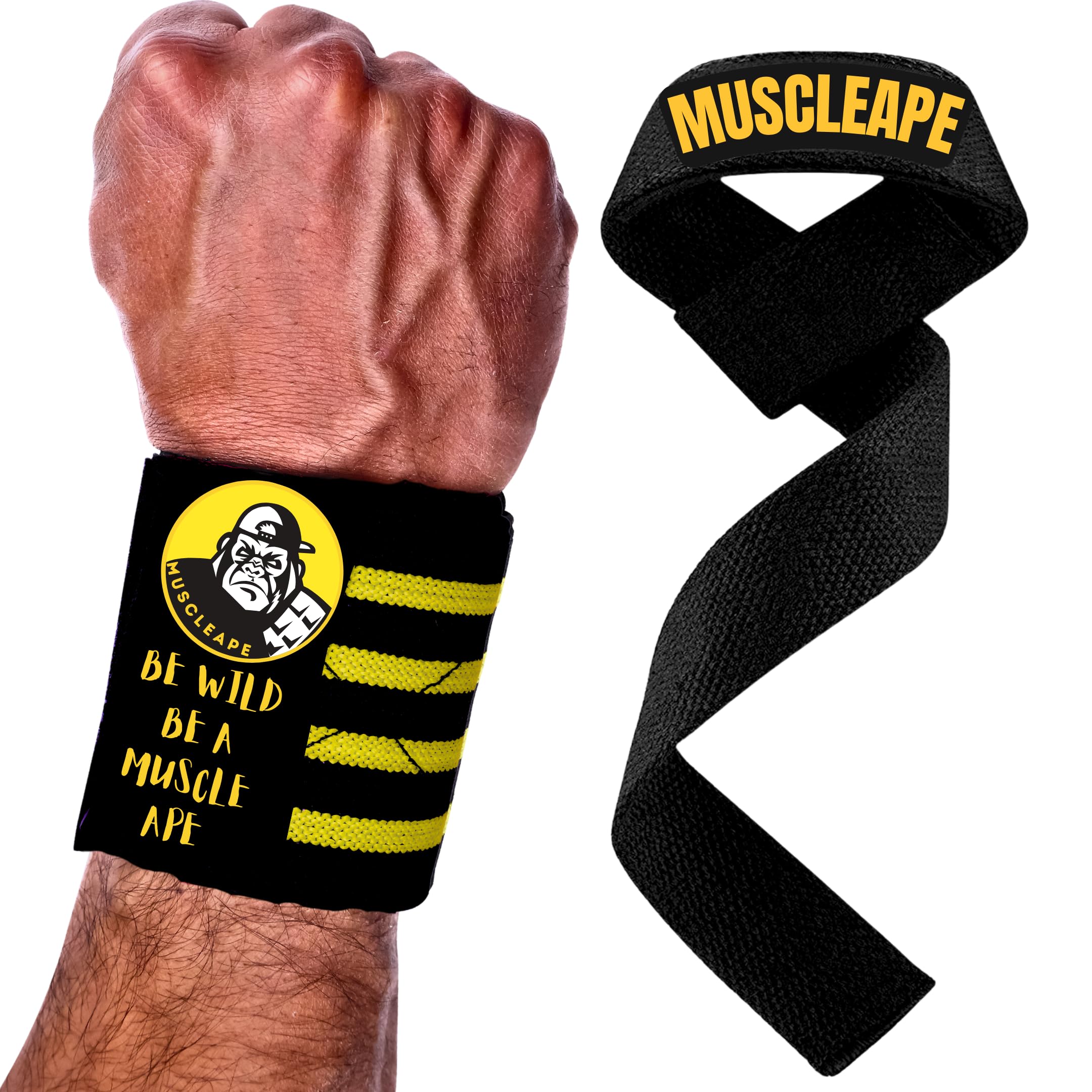Muscleape Weight Lifting Straps (original) with Wrist Wraps | Padded Cuff for Deadlifts, Powerlifting & Strength Training | Cotton Anti-Skid Straps for Better Grip & Heavy Lifts .( Cotton Fabric, Heavy Gym Workout, Strong Straps)-picture-23