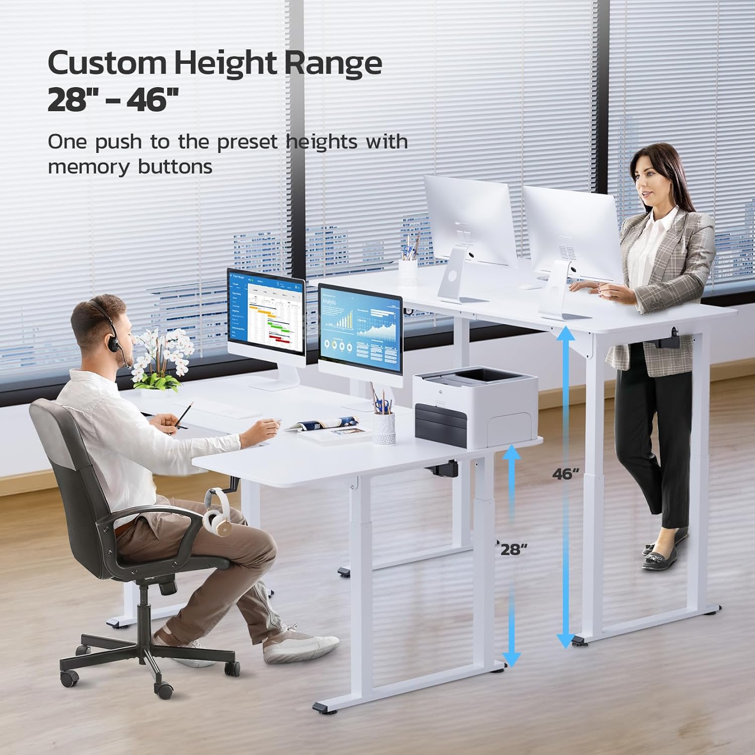 Dripex L-Shaped Desk Custom Height Range