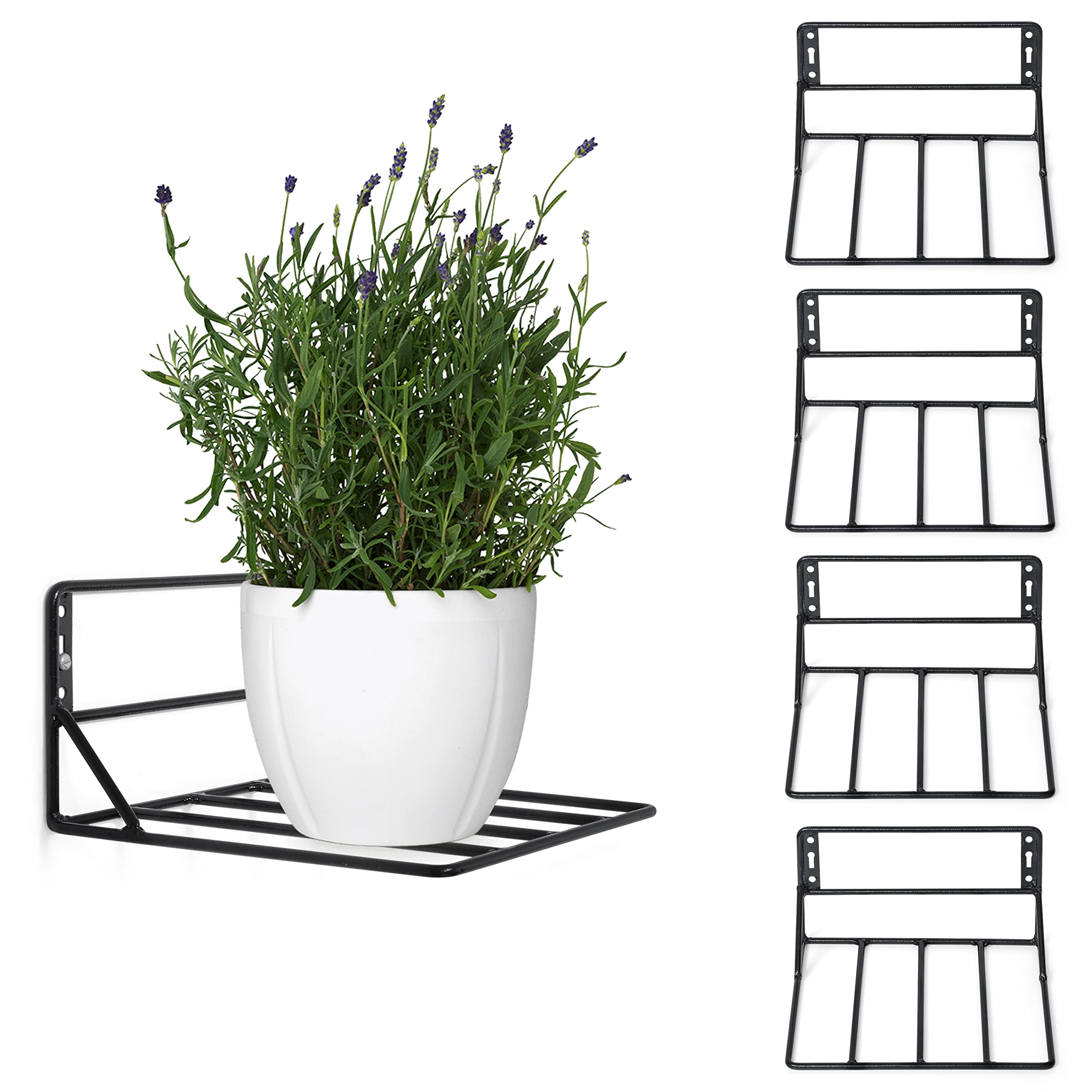 Livzing Hanging Flower Pot Holder-Wall Hanging Planters For Balcony Living Room Outdoor Indoor Plants-Metal Railing Planters-Powder Coated Railing Hanging Shelf-Set Of 4,Black,Hanging Shelves (B0B4D868QH) Amazon Price History, Amazon Price Tracker