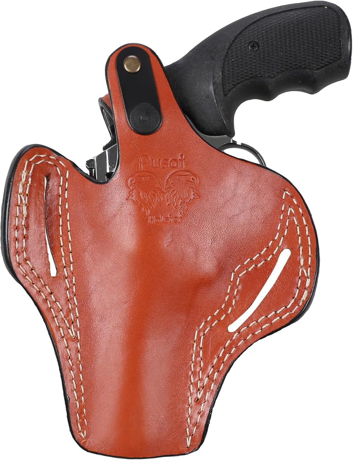 Pusat Holster Premium Leather Thumb Break Belt Holster 4 inch 357 MAG for Revolver Colt King Cobra Left Hand