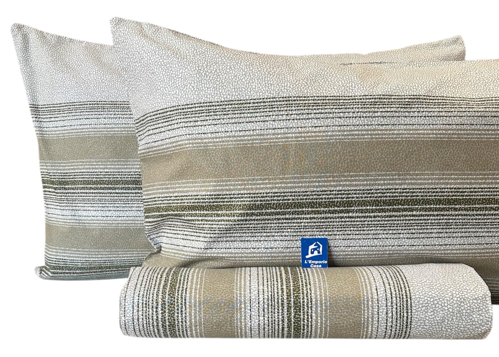 L'Emporio Casa Set Completo Lenzuola Matrimoniale Chloè, 100% Cotone Italiano, Effetto Setato (Creò Beige)