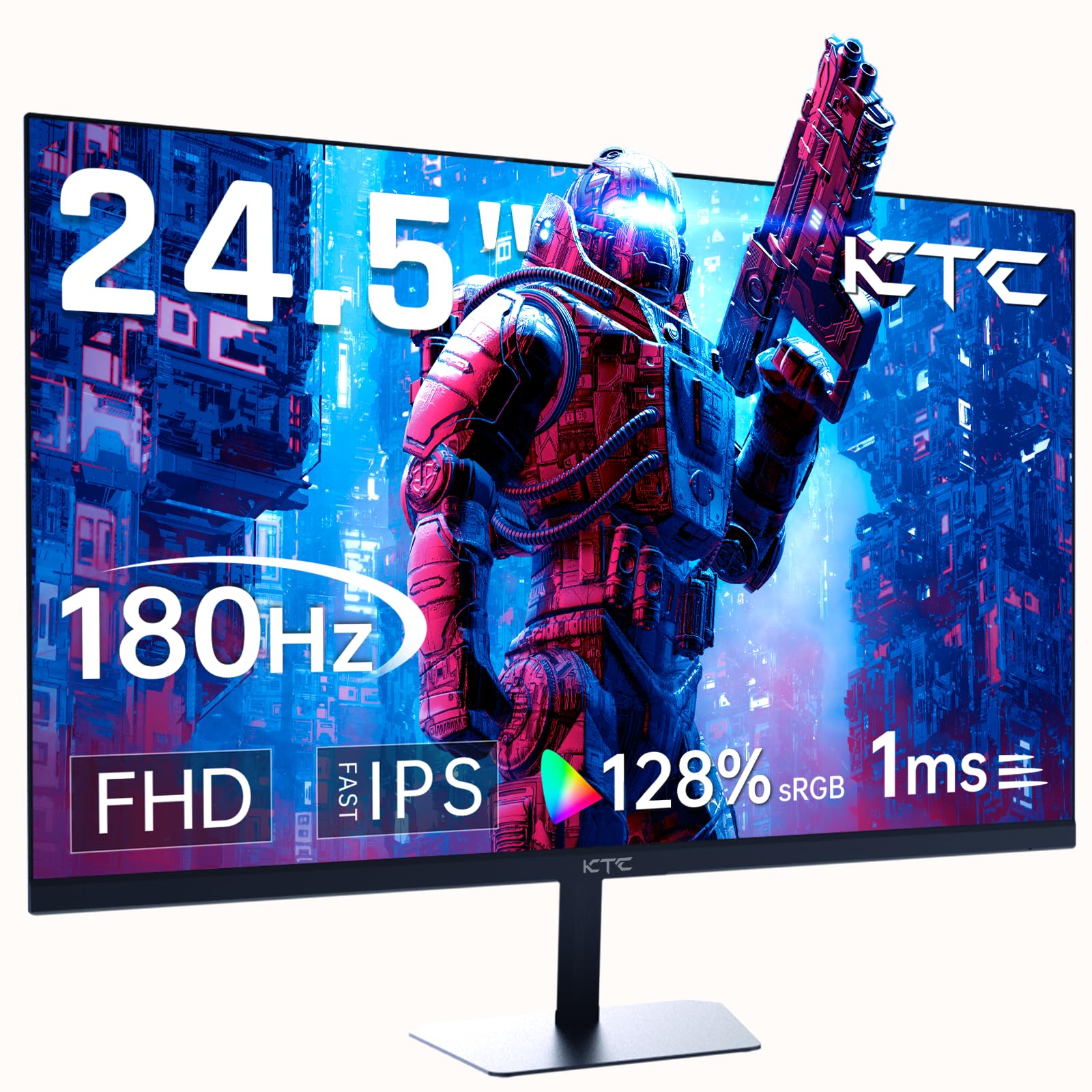 KTC 24.5'' Gaming Monitor 180Hz FHD,Fast IPS 1080P 1 ms, 128