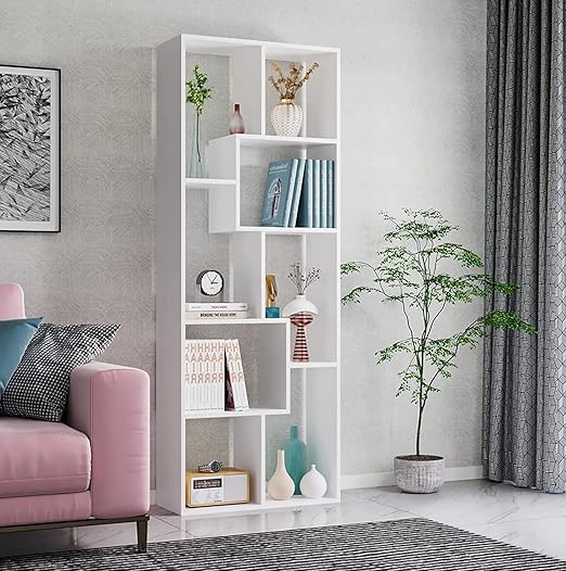 EKRON 8 Shelves Modern Simple Engineered Wood Book Shelf with Storage