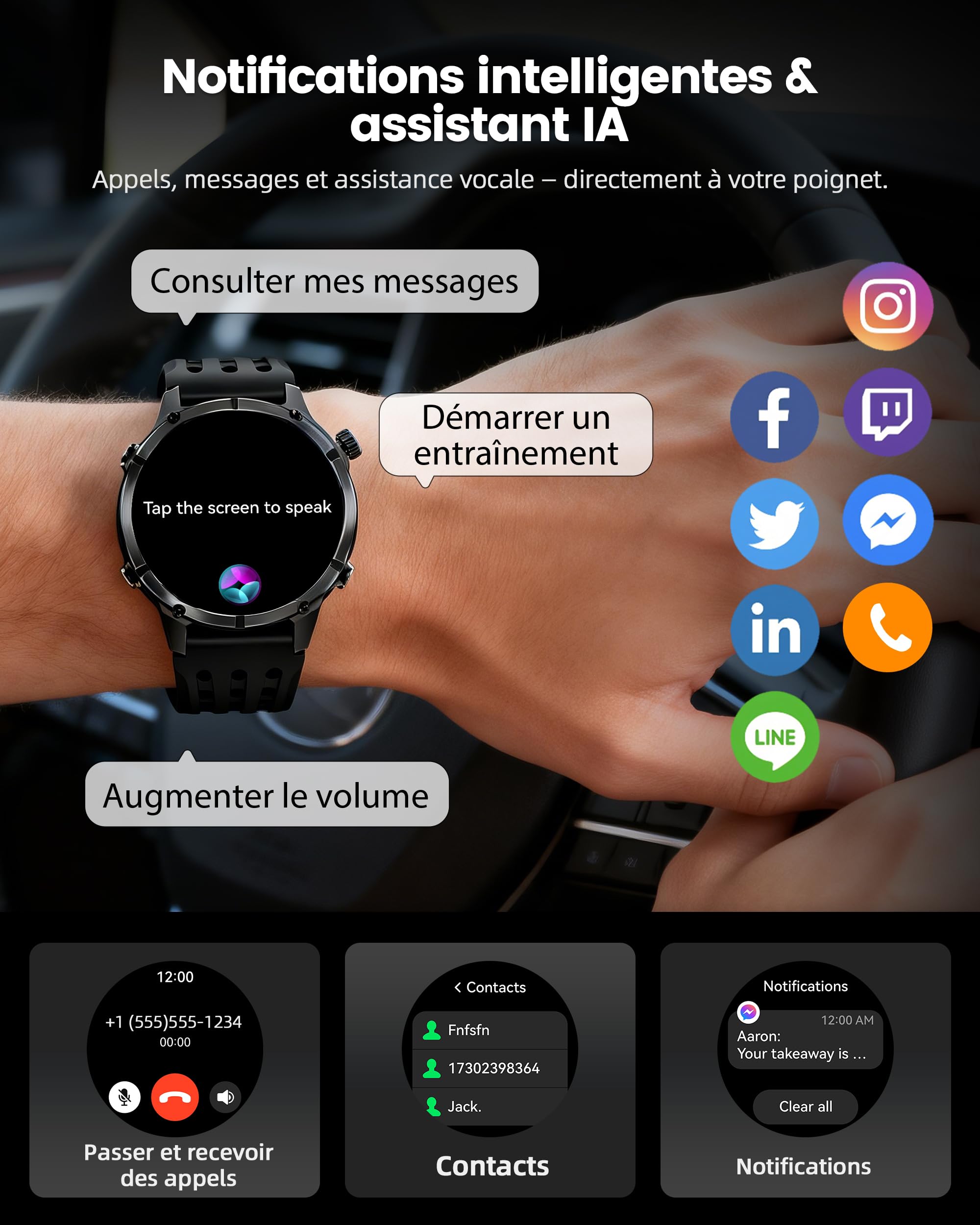 WalkerFit Smartwatch Uomo GPS 2025, Display AMOLED 1,43", Orologio Sport con Chiamate Bluetooth, Impermeabilità 5ATM, Autonomia Prolungata, 170+ Modalità Sport, Compatibile Android iOS (Nero)