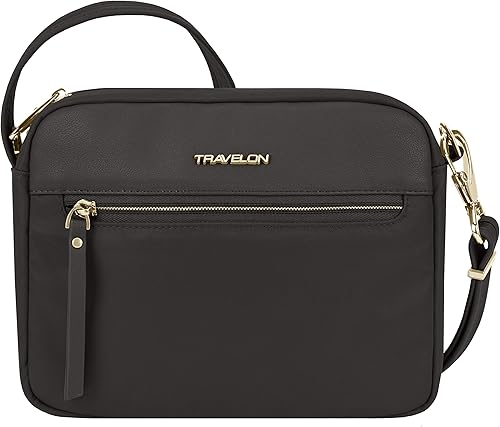 Travelon Addison - Bolso bandolera pequeño antirrobo, Negro -, Travelon Addison - Antirrobo - Bolso bandolera pequeño