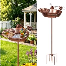 Echaprey Metal Bird Bath Outdoor Removable Bowl Heavy Duty Rustproof Bronze