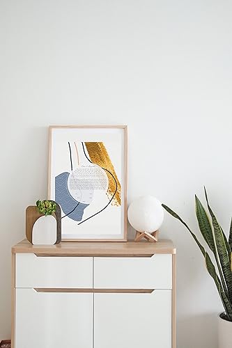 Miniatura 4 de Maybie & Co. Arte abstracto azul y dorado V2 Modern Ketubah enmarcado personalizado | Contrato de amor de arte judío | Contrato de matrimonio