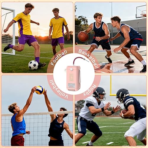 Miniatura 6 de AXHJ Bomba eléctrica de bola para pelotas deportivas, bomba de baloncesto eléctrica de inflado ultrarrápido con batería recargable de 1800 mAh,