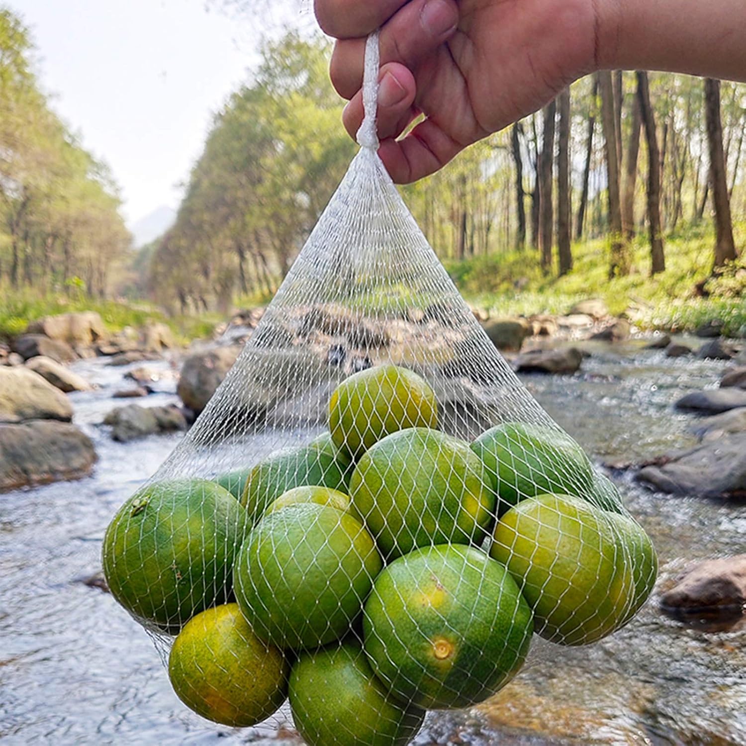 100Pcs 24’’ Reusable Mesh Produce Bags, Onion Fruits Net Bags and Seafood Boil Bag for Crab Clam Crawfish, Mesh Storage Bag for Grocery Shopping Storage of Fruits Vegetable Seafood & Garden Produce thumbnail