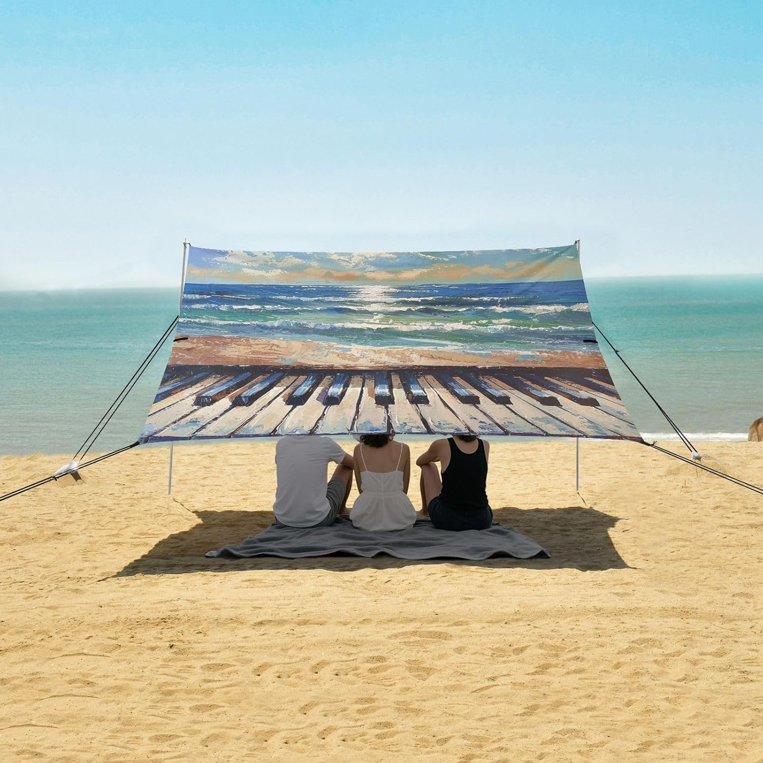 ALAZA Piano Keys Beach Beach Tent Sun Shelter Portable Canopy Sunshade for Outdoor, Camping, Picnics, Backyard Fun, 10x9 ft