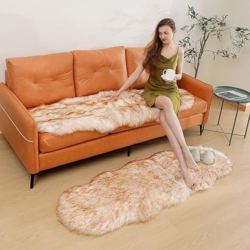 Miniatura 78 de Alfombra de piel sintética de piel de oveja, esponjosa, esponjosa, color negro, de 3 x 4 pies, para dormitorio, mesita de noche, suelo, sala