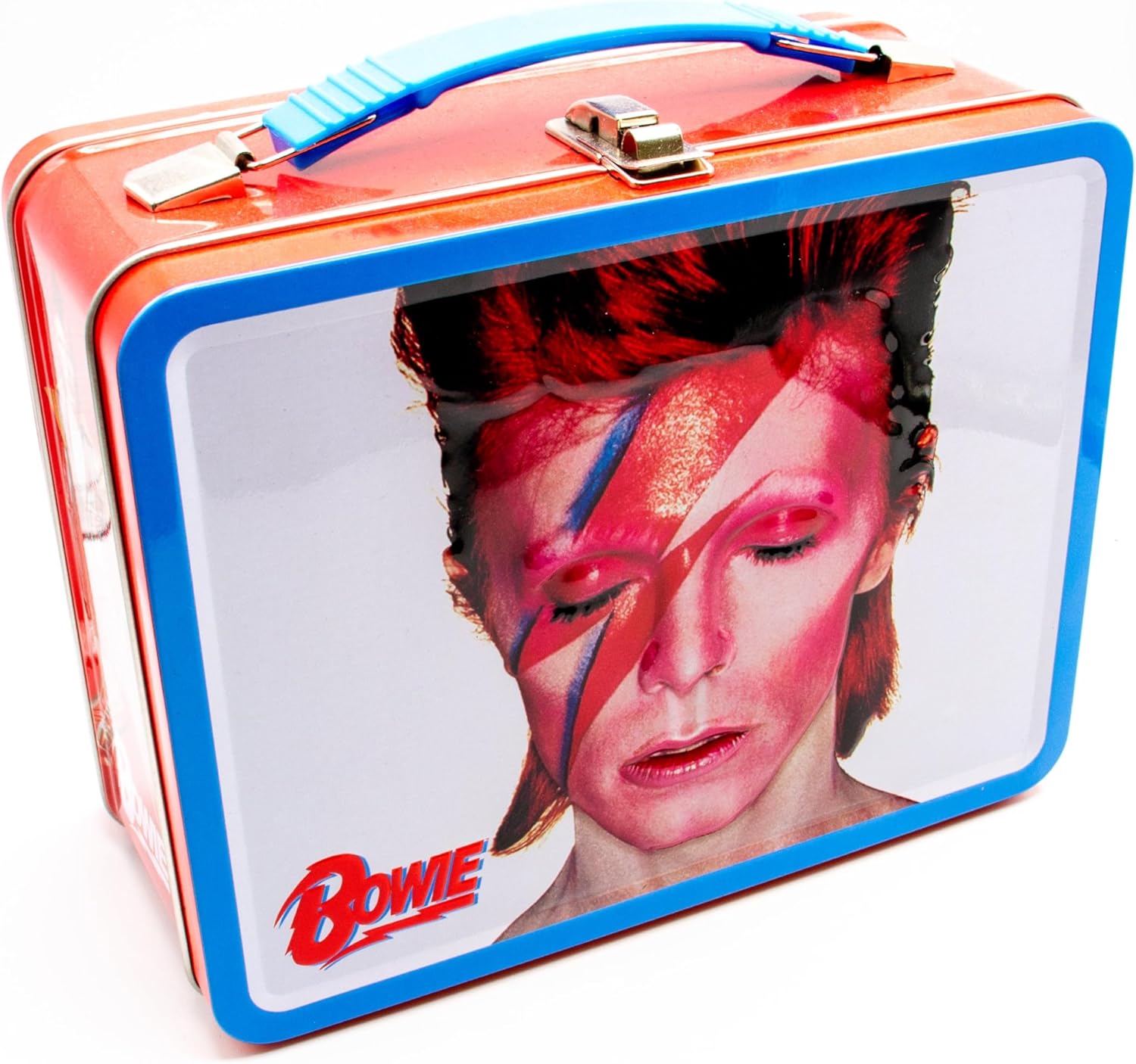 AQUARIUS David Bowie Aladdin Sane Fun Box - Sturdy Tin Storage Box with Plastic Handle & Embossed Front Cover - Officially Licensed Merchandise & Collectible Gift White 8.6 x 6.8 x 3.9
