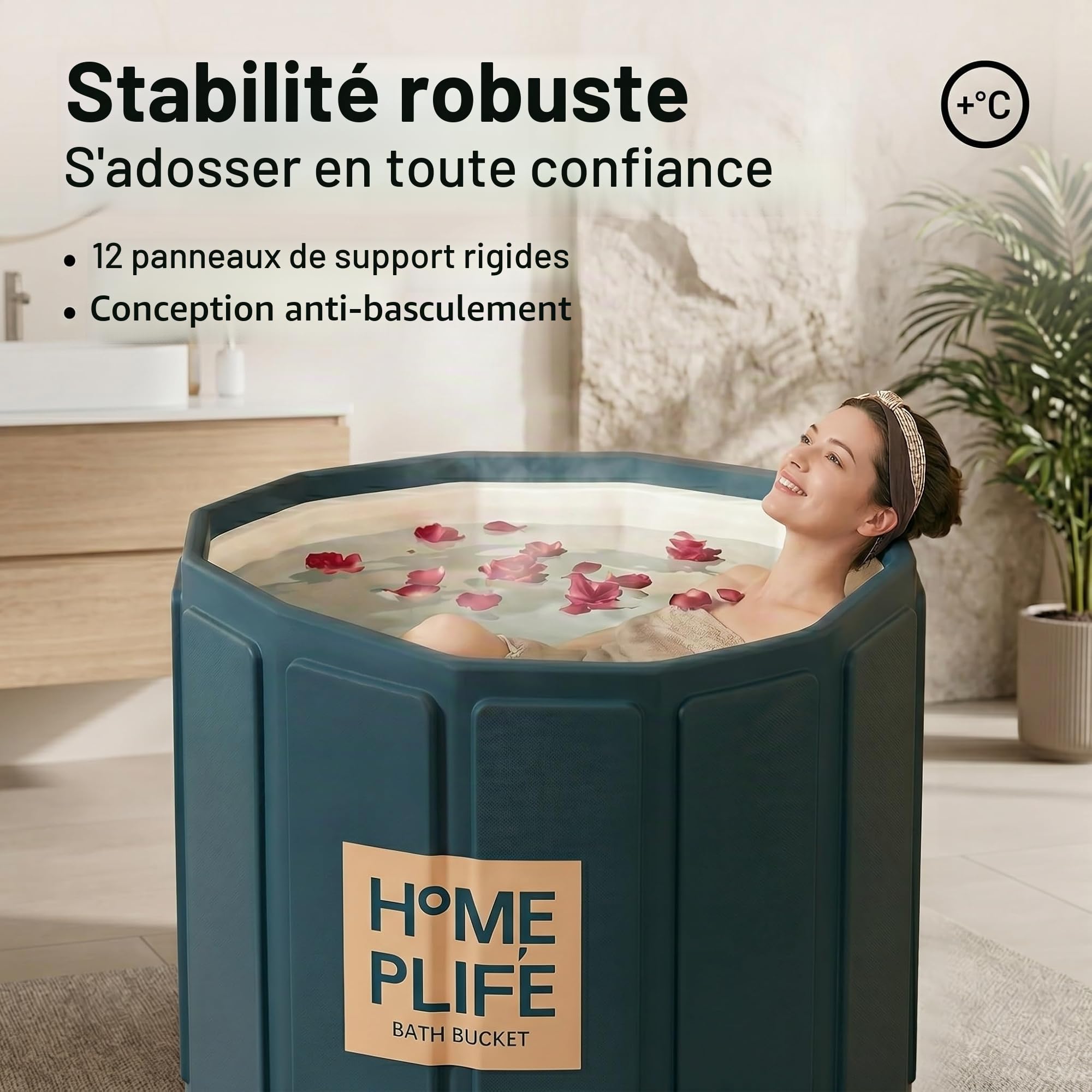 Baignoire pliable portable adulte peu encombrante bain chaud glacé 80x65cm | Baignoire compacte avec isolation thermique pour cabine de douche, adaptée au spa maison et bain froid