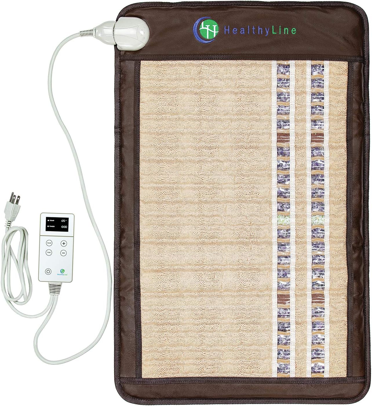 HealthyLine Far Infrared Heating Pad - Comfortable and Flexible Soft Mat Filled with Amethyst, Tourmaline and Jade Gemstones - Negative Ion, EMF Blocking Layers - Inframat Pro - 32 x 20 inches