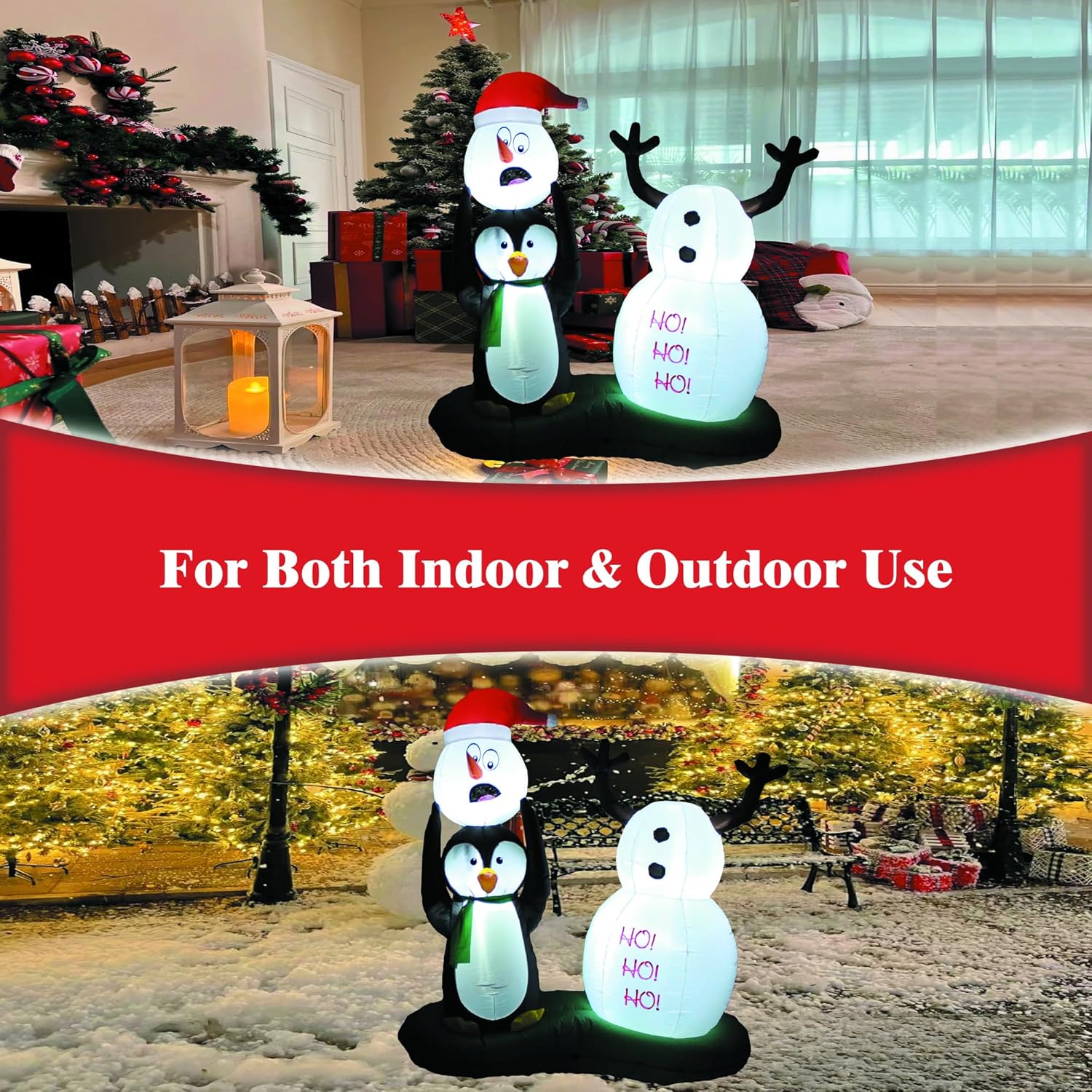 PTS 5FT Inflatable Snowman and Penguin Outdoor Decoration, Christmas Blow Up Yard Decorations, Built-in LED Lights Inflatables Xmas Holiday Funny Decor for Indoor Lawn Garden - Image 5