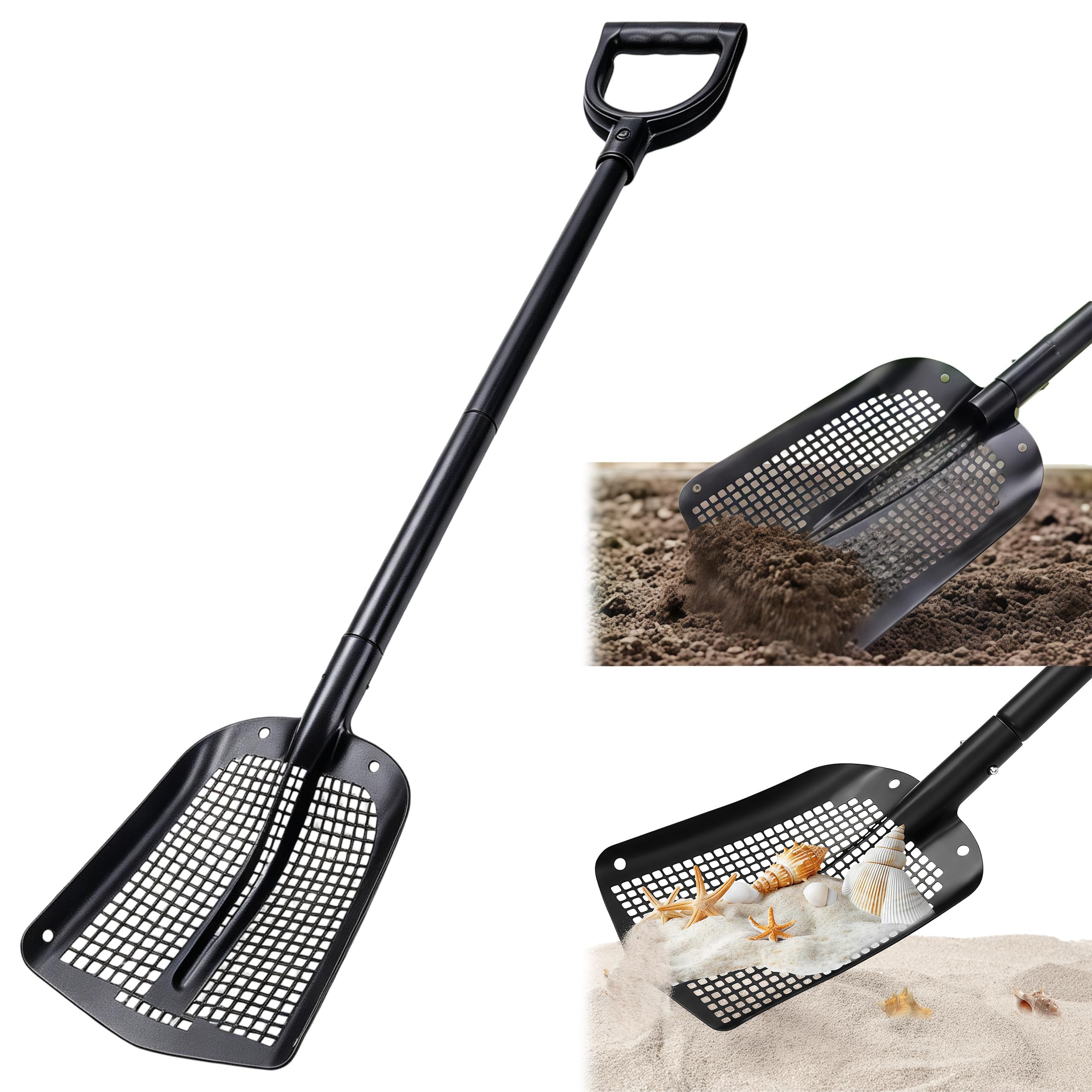 Przenośna szufla sitkowa z regulacją uchwytu ze stopu aluminium 59-118 cm