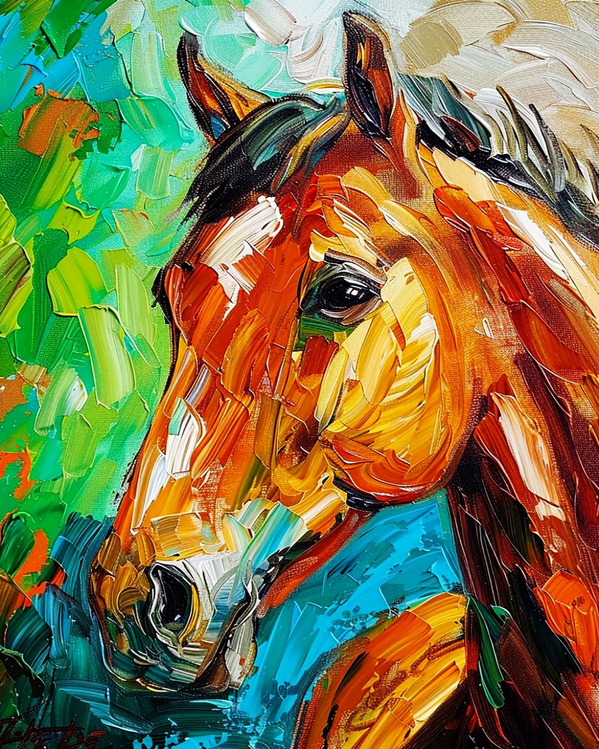 Liubaishi Multicolour Paint By Numbers For Adults, Diy Acrylic Painting Kit, Colourful Horse Portrait, 40X50 Cm Linen Canvas With Brushes And Paints