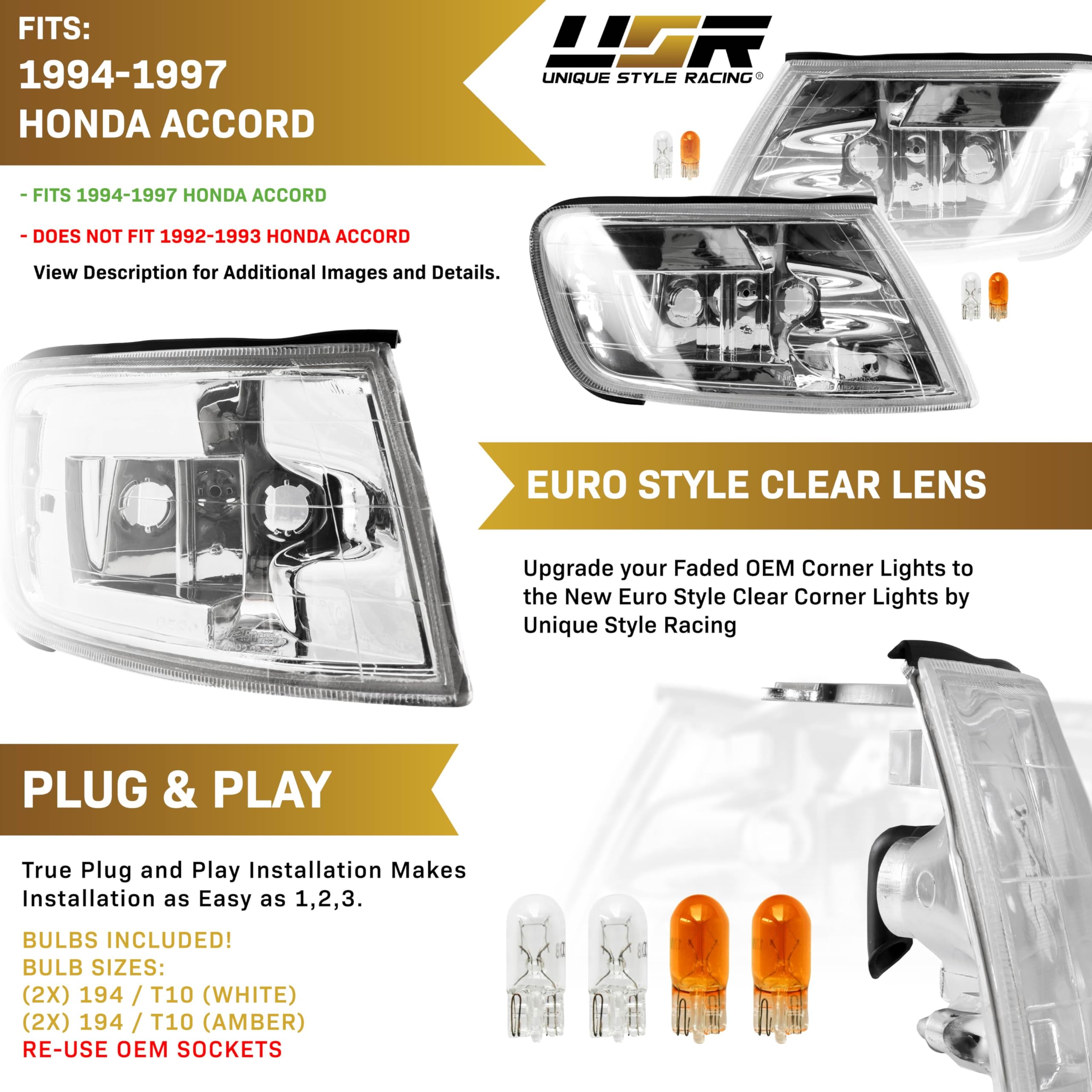 Amazon.co.jp: USR 94-97 アコード コーナー ライト – JDM クリア
