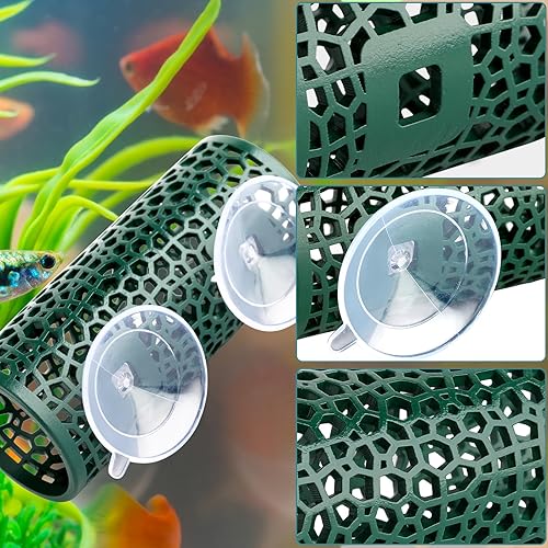 Miniatura 4 de Betta Toys, túnel de pez Betta hueco verde oscuro para peces pequeños y camarones, decoración de acuario de enriquecimiento seguro, hamaca de tubo