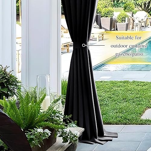 Miniatura 6 de NICETOWN Sujetadores magnéticos para cortinas modernos hechos a mano para cortinas (negro, 18.5 x 4 pulgadas, juego de 4)