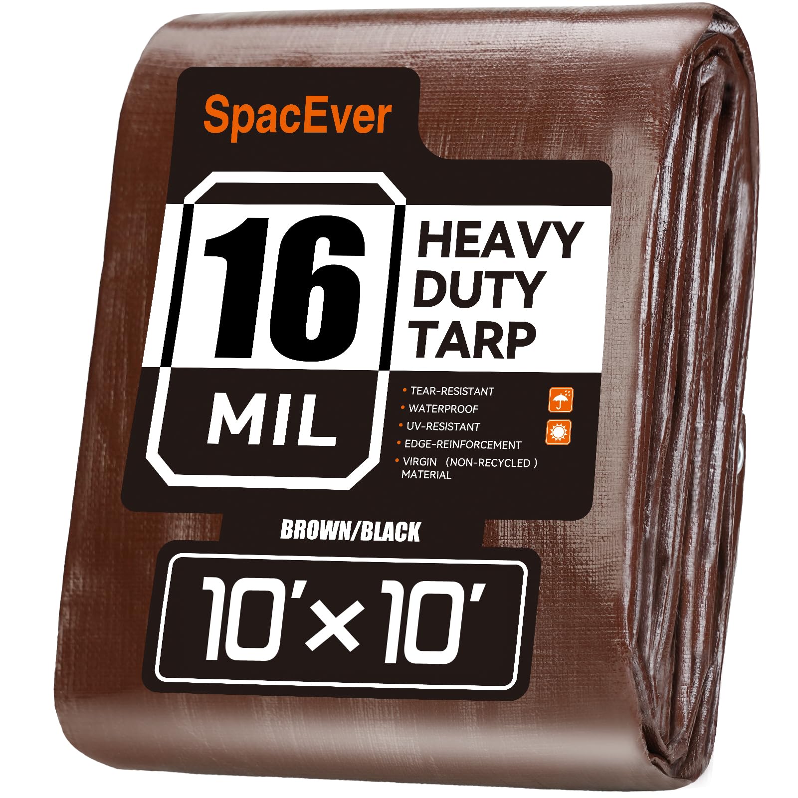 SpacEver 16 Mil Heavy Duty Tarp (Brown/Black)