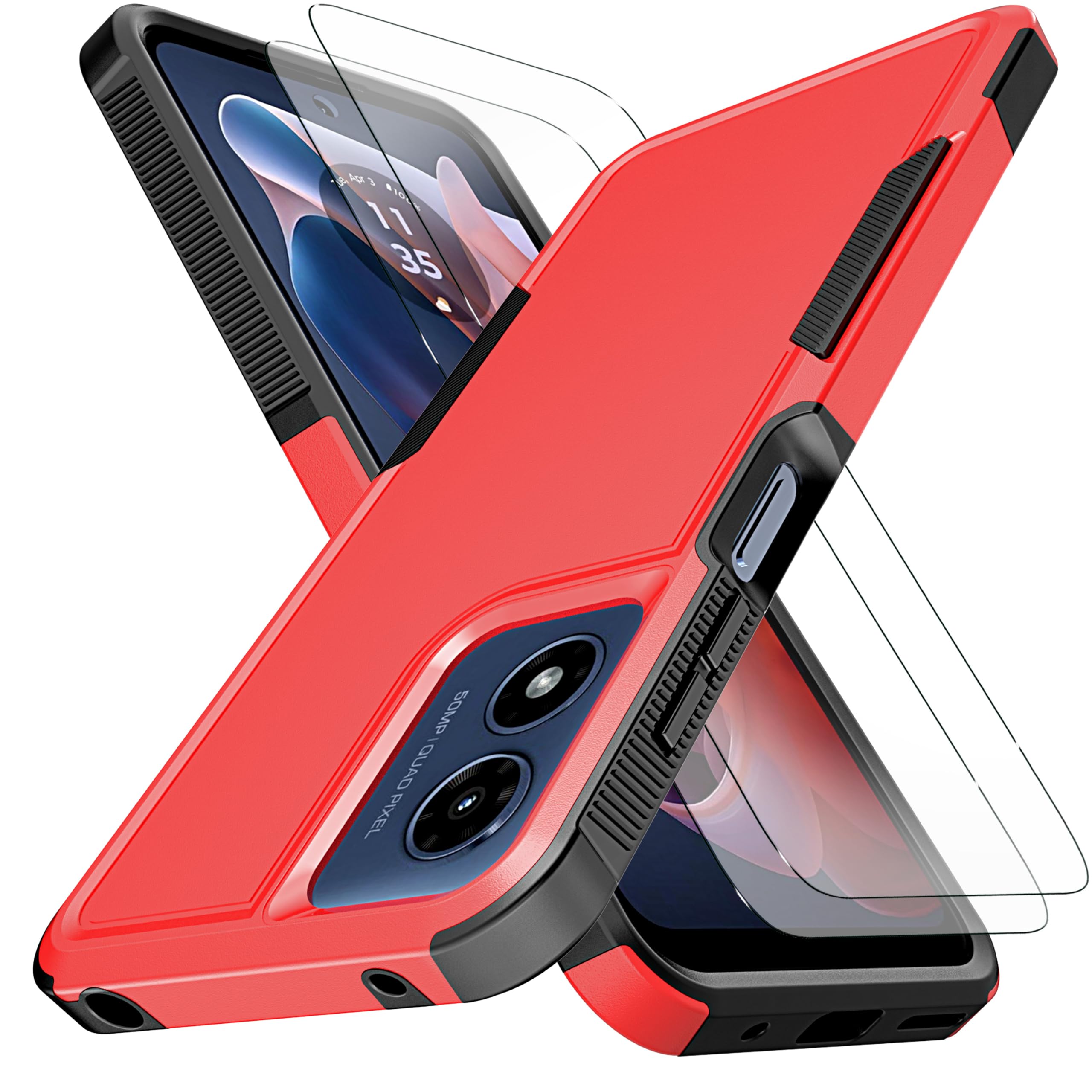 for Moto G Play 4G 2024 Case [10 FT Military Grade Drop Protection] [Non-Slip] [2 pcs TPE HD Screen Protector] Heavy Duty Full-Body Shockproof Case