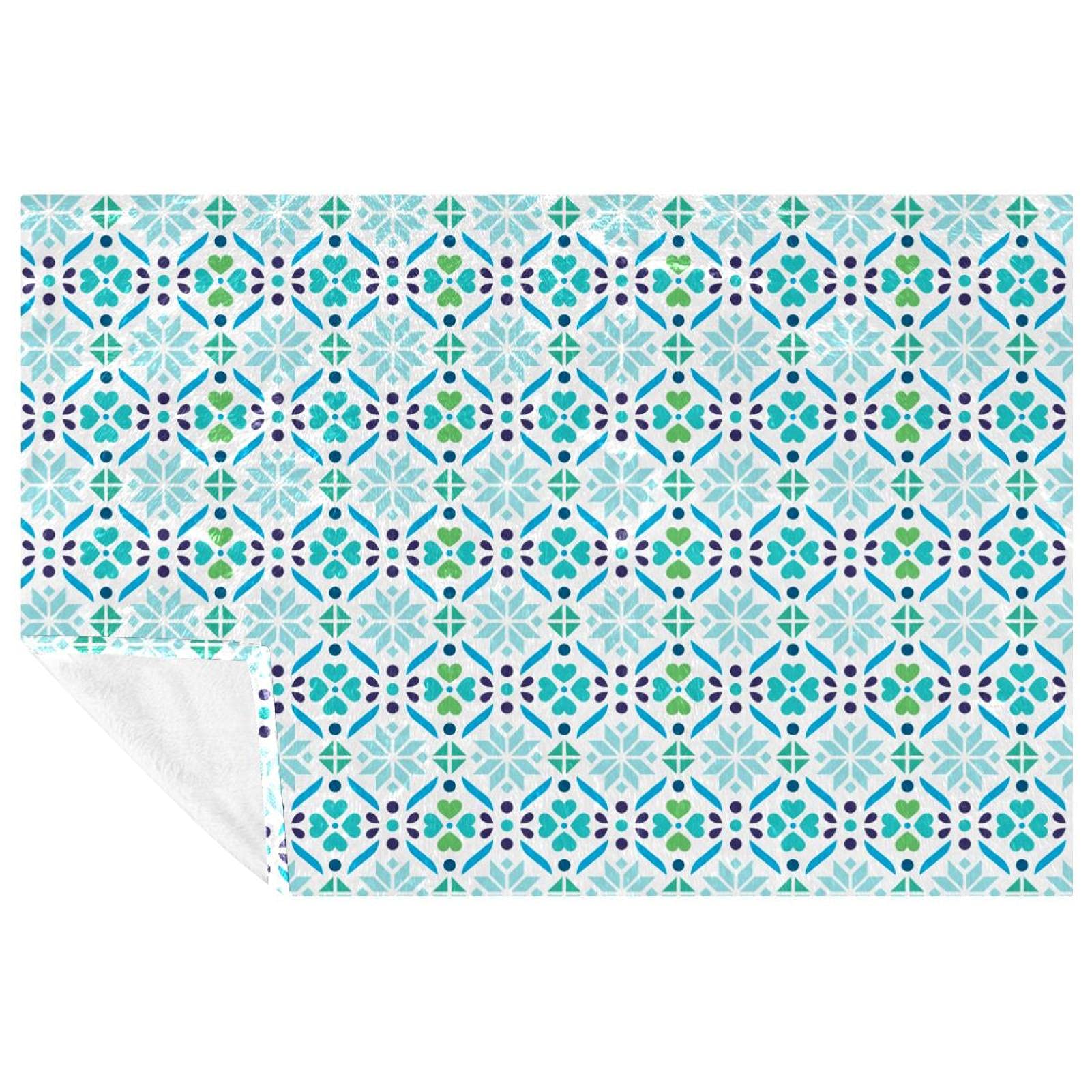 Couverture douce et chaude motif 01 vert d'hiver 150x100 cm pour lit et pique-nique