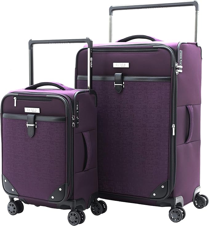 review M&A Encore Wide Trolley Spinner Luggage with TSA Lock, Purple, 2-Piece Set (20/28)
