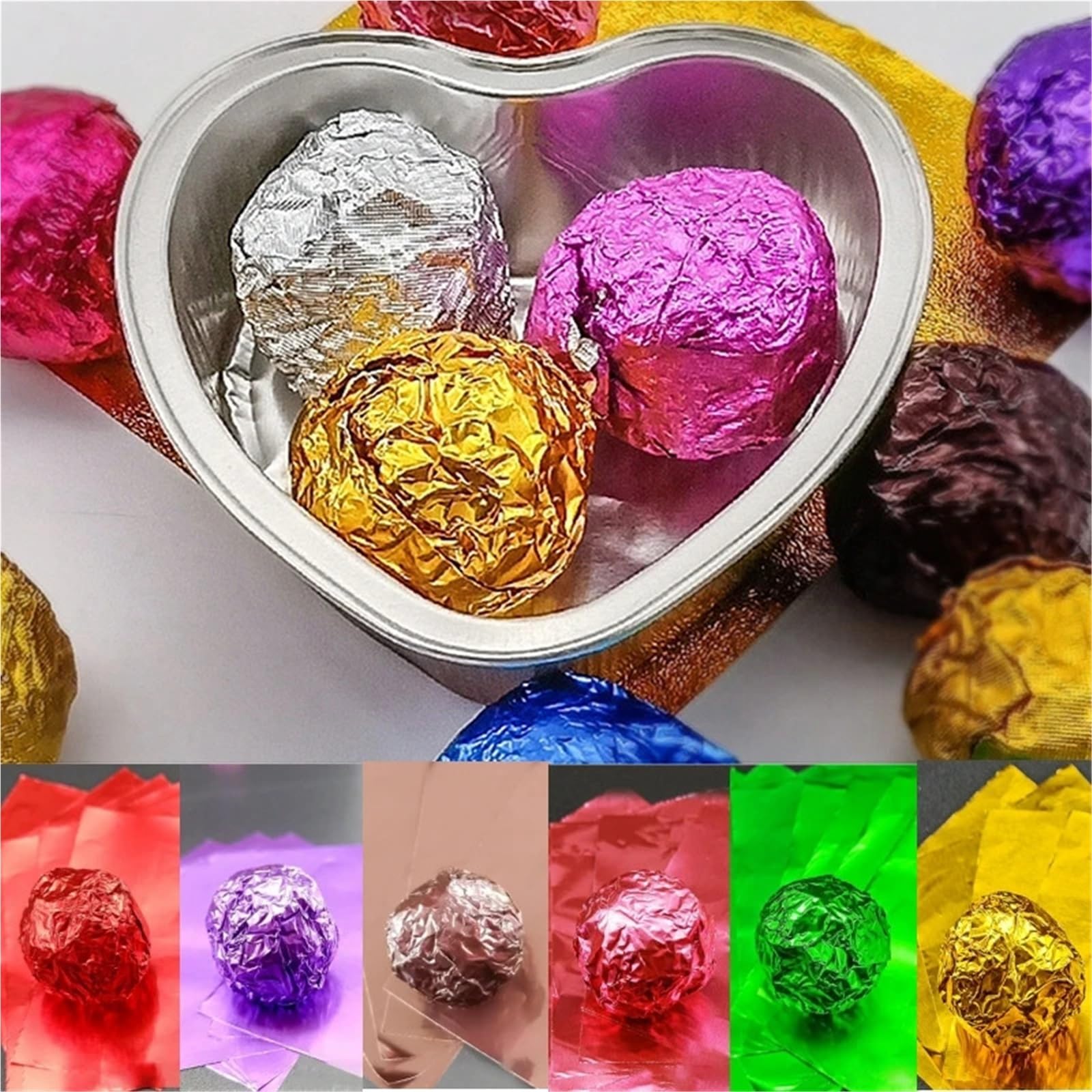 Opakowania na cukierki ze złotej folii 400 szt. 20 cm aluminiowe arkusze papieru do pakowania domowe czekoladowe upominki przyjęcie weselne(20x20cm Gold)