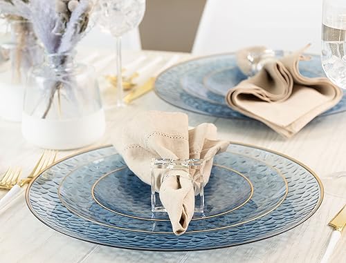 Miniatura 9 de Plasticpro El juego combinado de 128 platos navideños incluye platos de 64 a 7 pulgadas y platos de 64 a 10 pulgadas, platos de plástico rojo para