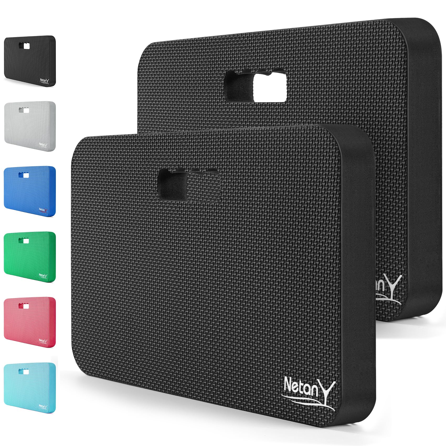 NETANY2 Pack Extra Thick Kneeling Pad for Gardening, Comfortable Knee Pad Cushion, Extra Large Foam Kneeler Mat for Gardening, Baby Bath, Workout, Exercise & Yoga, Mechanic, 17.8 x 11 x 1.5 in, Black