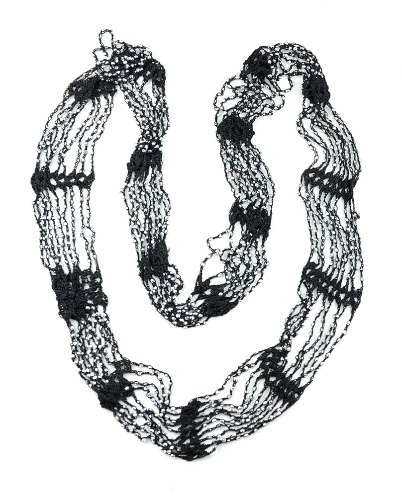 NYFASHION101 Silver-Tone Beaded Skinny Fishnet Infinity Loop