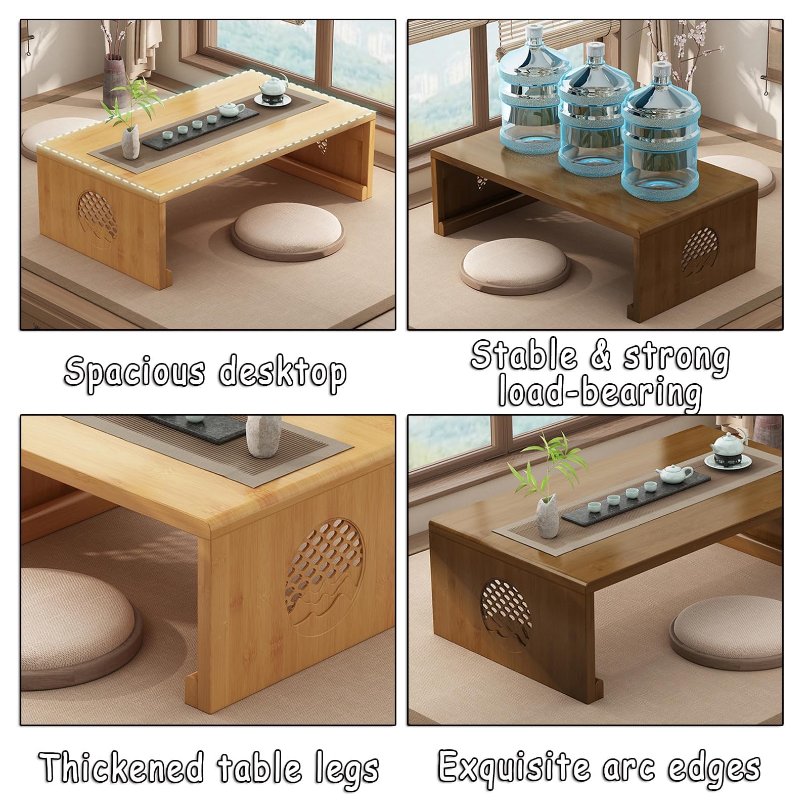 Tavolino pieghevole – Design leggero e portatile per yoga, tè e decorazione della casa – Uso ecologico in soggiorno, camera da letto o spazi esterni