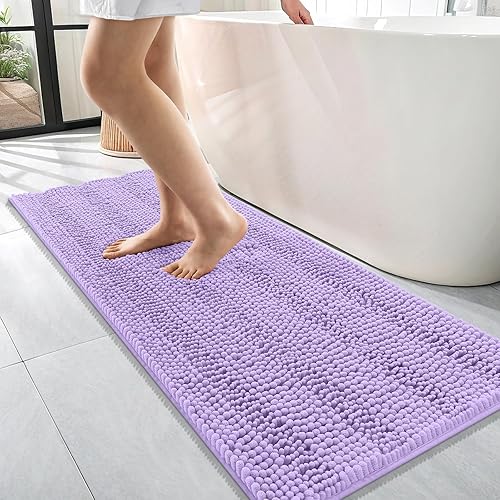 Miniatura 207 de OLANLY Tapetes de baño gruesos de felpilla a rayas de 30 x 20 pulgadas, extra suaves, absorbentes, con parte trasera de goma, se pueden lavar