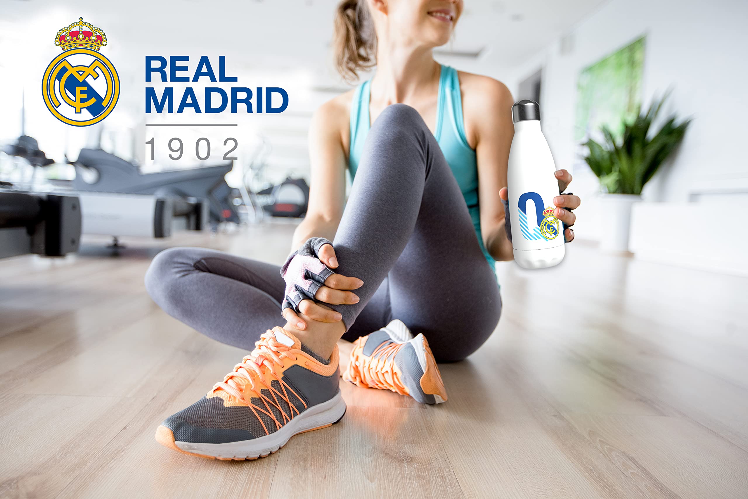 Bottiglia Acqua Real Madrid - Acciaio Inox 550ml, Mantiene Caldo/Freddo, Con Iniziale Personalizzata