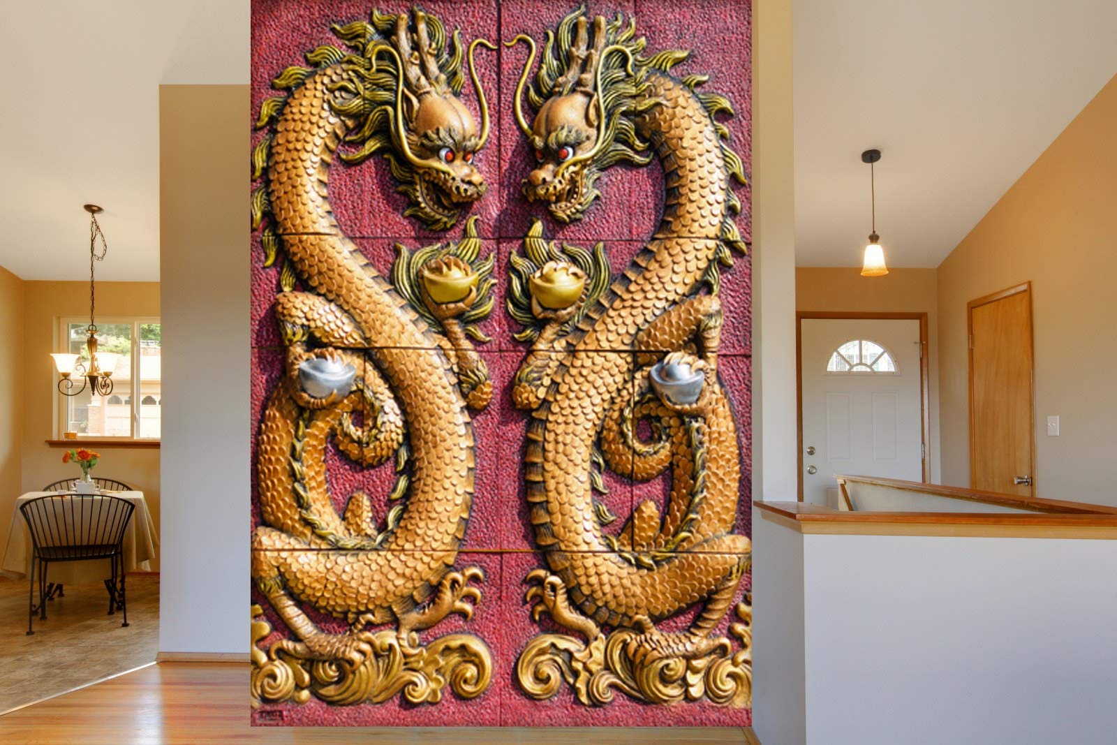 999STORE 3D Golden angery Dragon Mural Wallpaper(Non-Wooven_7X10 Feet_Pink) (B07R7HCF36) Amazon Price History, Amazon Price Tracker