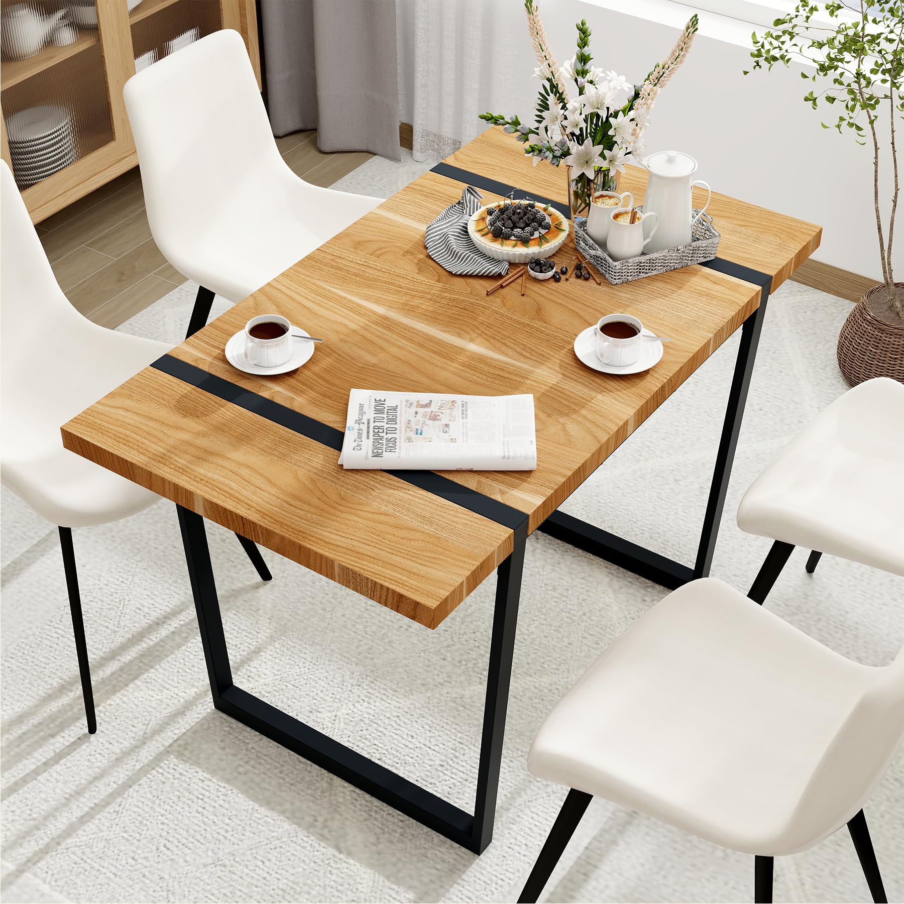 Amazon｜GOQRAQ ダイニングテーブル 異素材MIX スチール脚 選べる2  