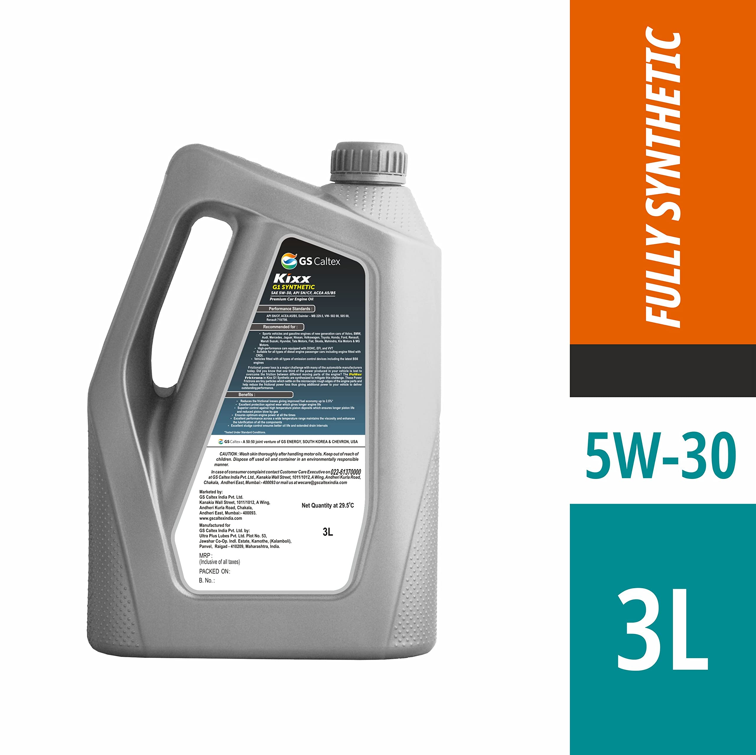 GS Caltex Kixx G1 Synthetic 5W-30 Premium Engine oil For Cars (3 L