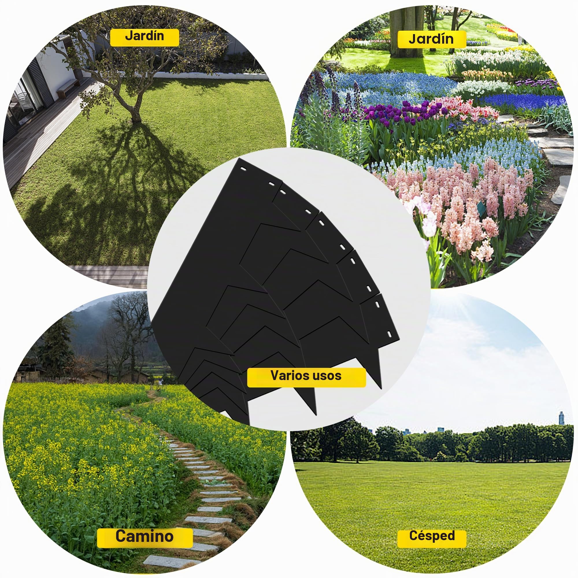 Borduras Jardín Flexible Metálica 5 m - Bordura Metálica de 18 cm de Altura - Borde para Césped 5 Piezas Valla Delimitadora de Bordes, Borde Limitador de Jardín Flexible para Jardines, Césped