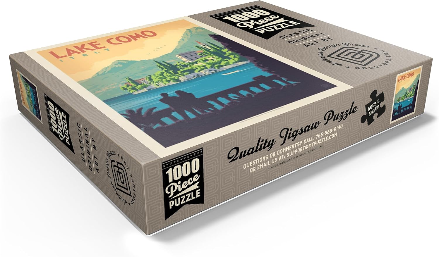 MyPuzzle Italy: Lake Como, Vintage Poster - Premium 1000 Piece Jigsaw Puzzle for Adults