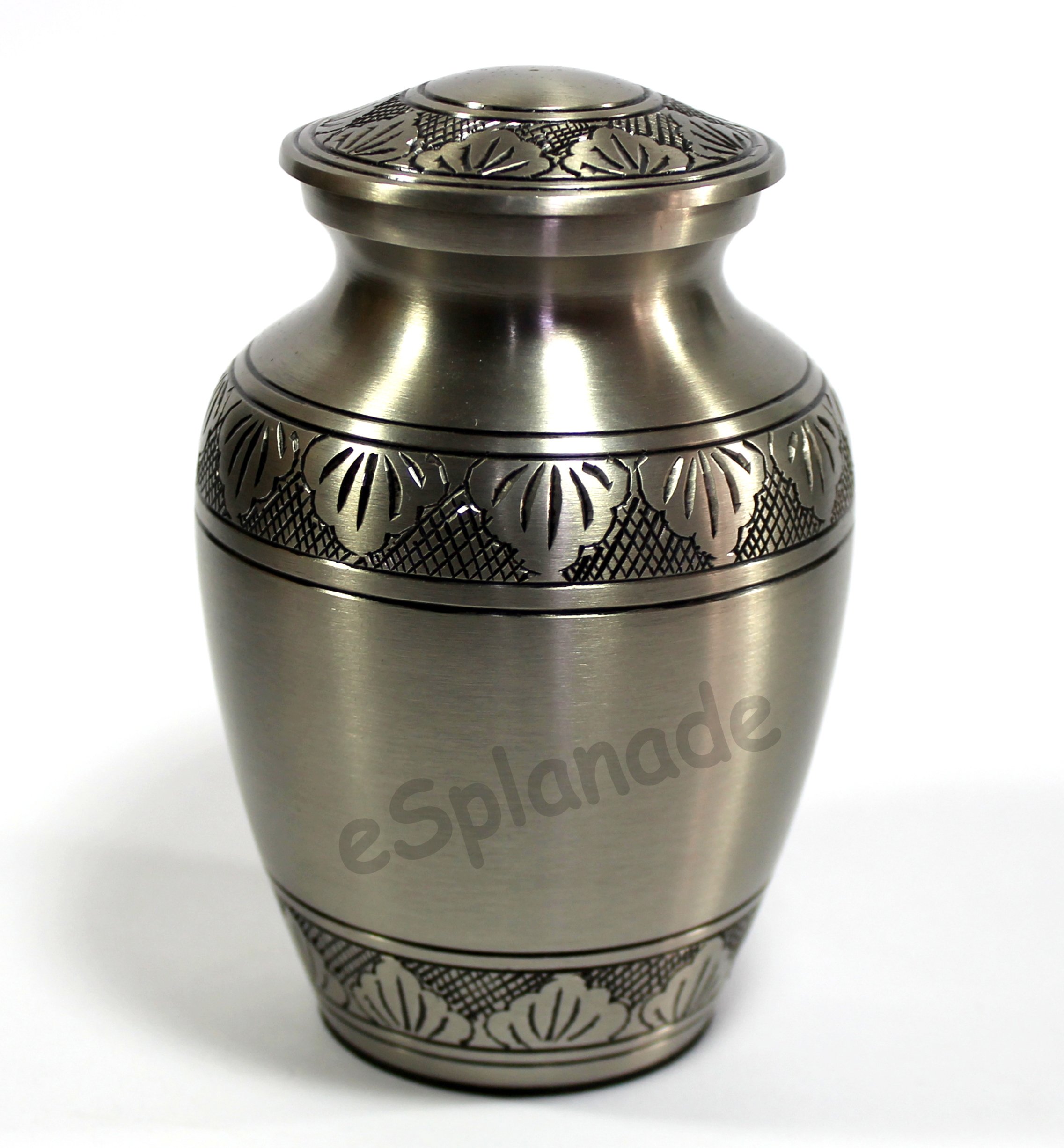 Mother of Pearl Brass Cremation Urn - Memorial Container Jar Pot | Metal Burial Urn