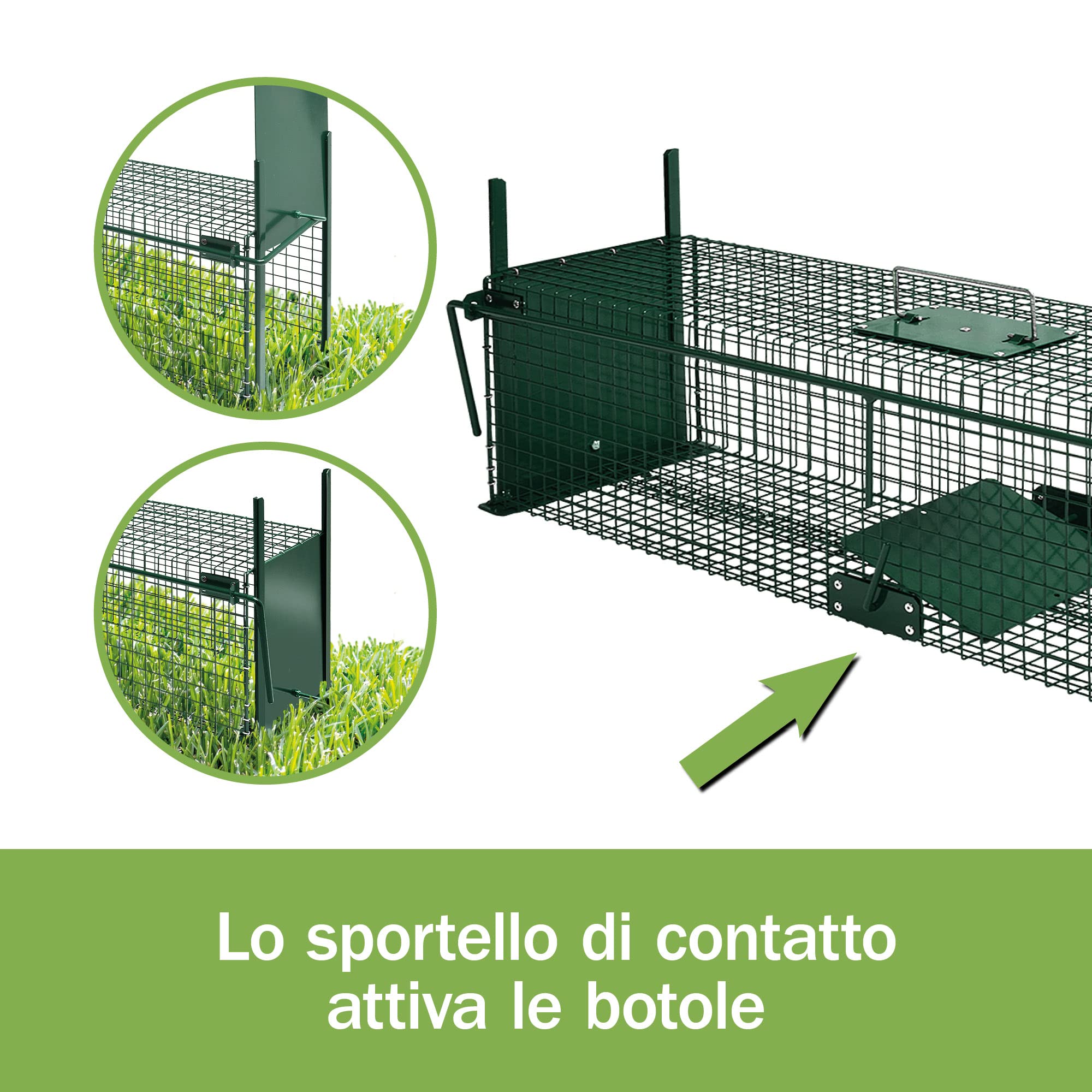 Moorland Trappola in Metallo - Stabile e Robusta - 2 ingressi per catturare animali vivi safe 5007-100x25x25cm