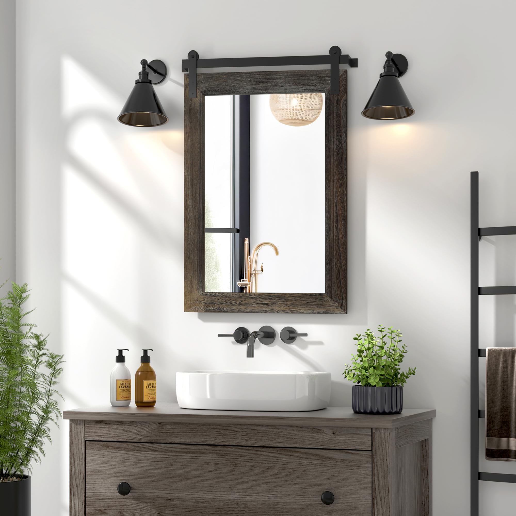 COGOOD Farmhouse Bathroom Mirrors for Over Sink - 30 x 22 Speckled White