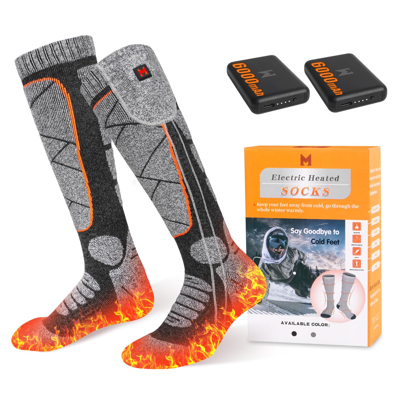 EIHBIEA 6000mAh Rust Heated Socks