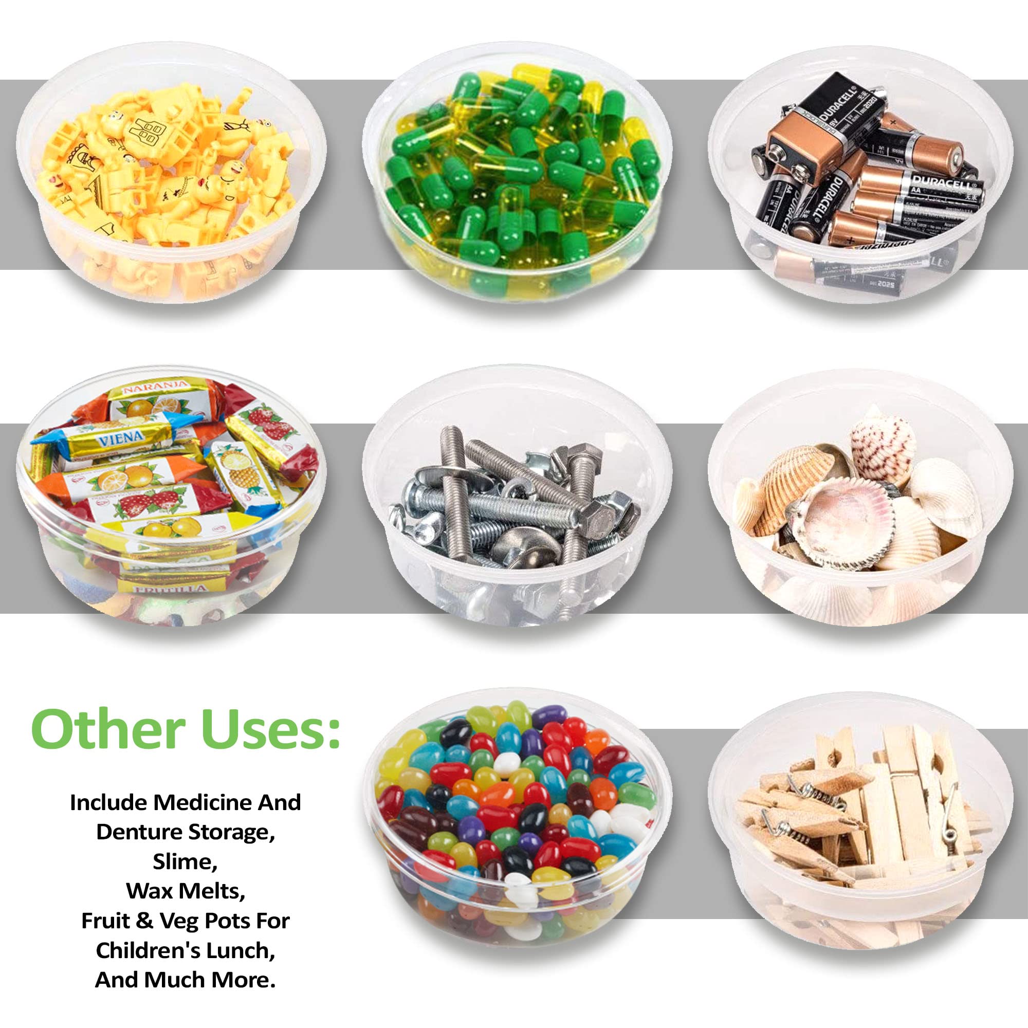 Sabco - Vasi Da Asporto In Plastica Trasparente Rotonda Da 8 Once Con Coperchi - Pentole Di Gastronomia Per Condimento Chutney Ketchup - Contenitori - Foto 11