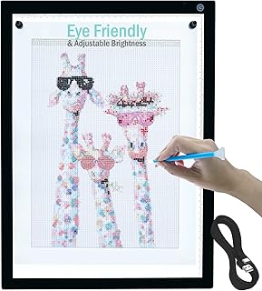 Santek Eye Friendly A3 Light Box, LED Tracing Light Pad with USB-C Cable & 2 Magnets | Ultra-Thin Adjustable Stepless Brightness Light Board for Diamond Painting, Weeding Vinyl, Art, Drawing