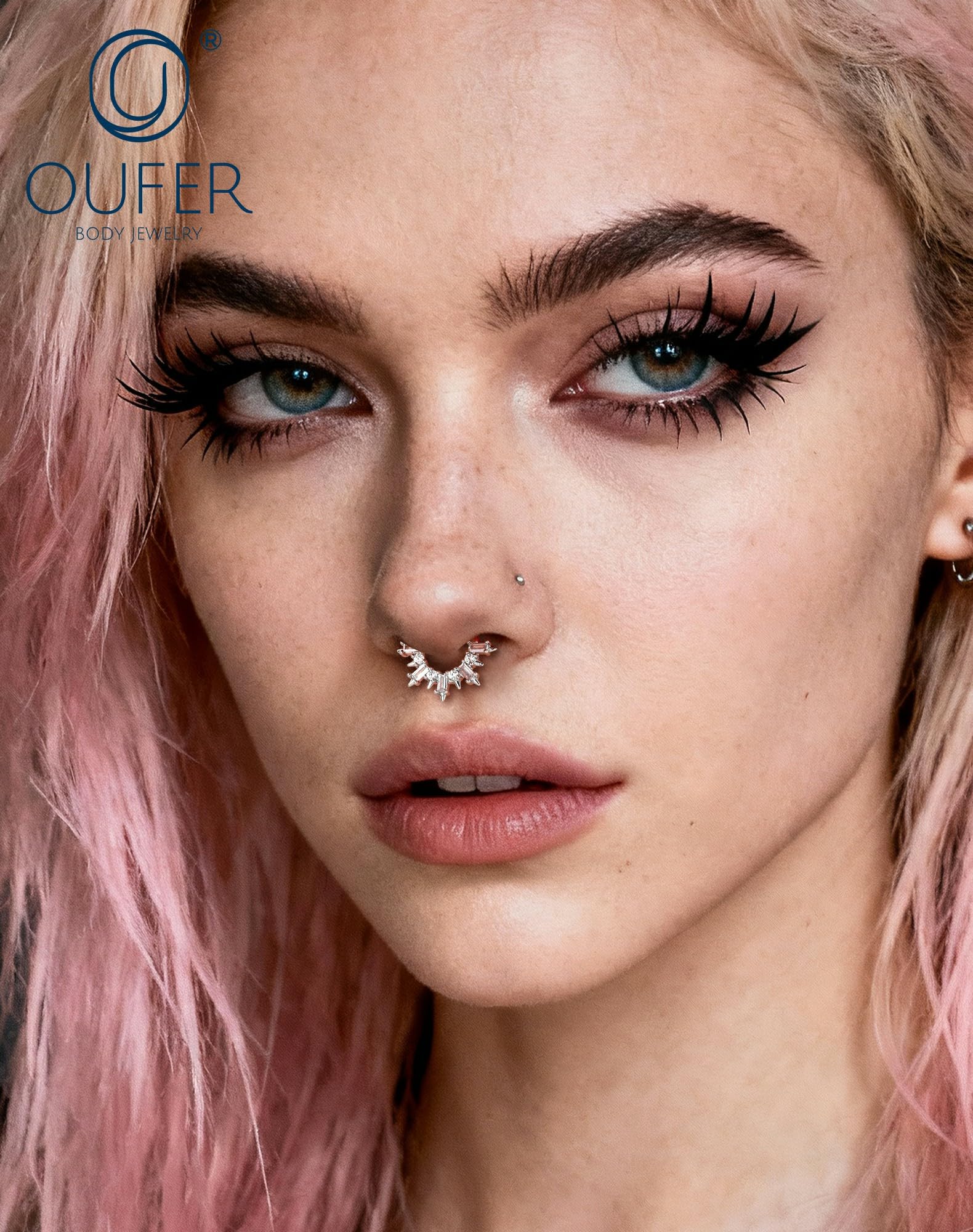 OUFER Gold Septum Rings 16G 8/10MM 316L Surgical Steel Septum Piercing Jewelry, Square Clear CZ Hinged Segment Daith Piercing Jewelry, Daith Helix Rook Earrings For Women Men: 16G 10MM Gold