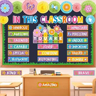 Fuutreo Affirmation Station Bulletin Board Set Motivational Posters Paper Fans Positive Accents Cutouts Classroom Decor for School Office Home Teacher Wall Supply